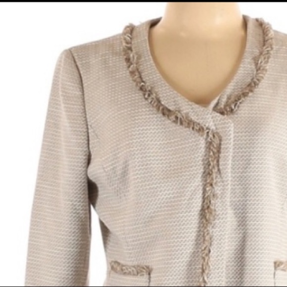 Tahari | Blazer Beige Career Professional 10 Petite Twill Cream Khaki - Picture 7 of 8